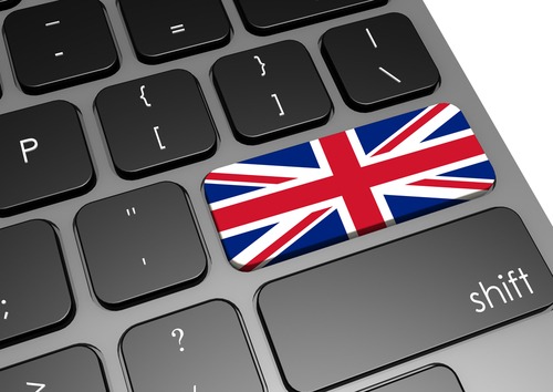 Computer with button for United Kingdom