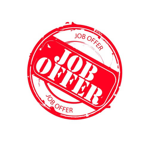 Retro red round rubber stamp "Job Offer"