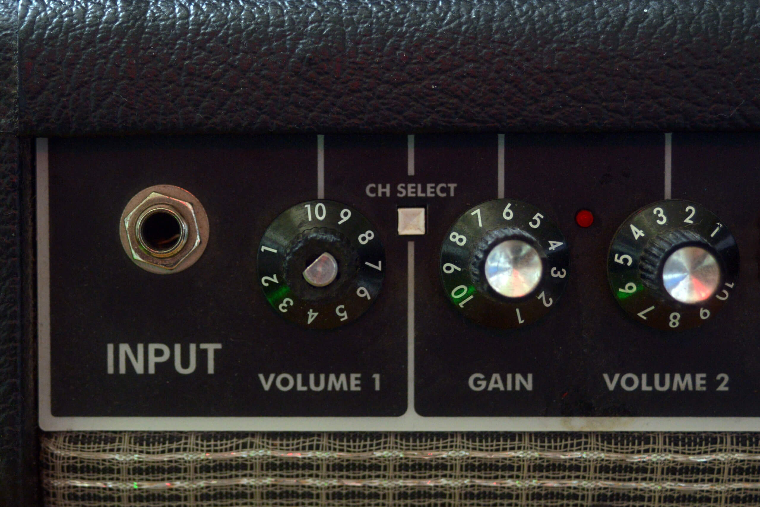Control panel with volume dials for amplifier