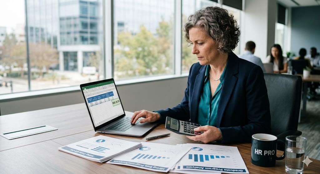 Human resource leader calculating the roi return on investment of hiring students new grads early career candidates