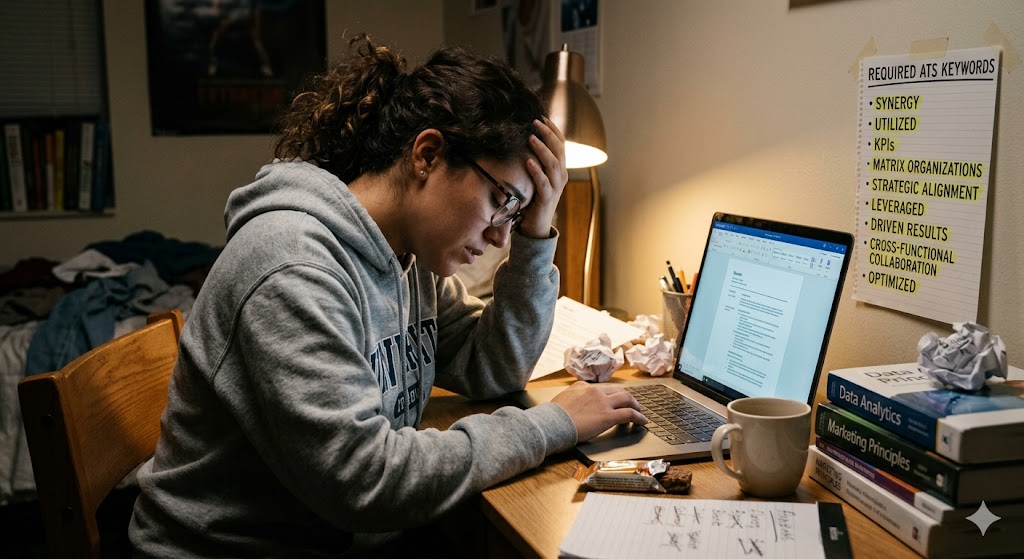 job seeker frustrated by needing to stuff resume with keywords to get past the ATS